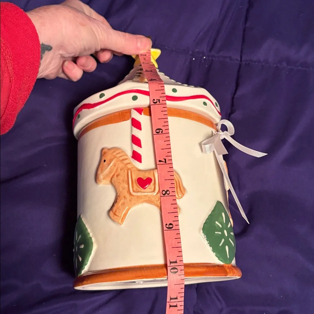 NWT-Colorful Carousel Horse Ceramic Jar